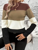 Kadın Uzun Kollu Yarı Balıkçı Yaka Triko Kazak - 2