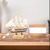 El Yapımı Ahşap Yelkenli Kartvizitlik / Kartlık 25CM thumbnail 3