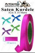 Kurdele Saten 1 Cm 10 Metre 1 Adet Saten Kurdela Parlak Hediye ve Süsleme Şeridi Süs Paketleme Çiçek Saç El Sanatı - 6