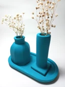 Tabaklı Dekoratif İkili Vazo Set Random Dekor thumbnail 1