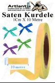Kurdele Saten 1 Cm 10 Metre 1 Adet Saten Kurdela Parlak Hediye ve Süsleme Şeridi Süs Paketleme Çiçek Saç El Sanatı - 3