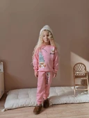 Cg Kids Kedi Temalı Kız Çocuk 3 iplik Şardonlu Alt Üst Takım Süper Kalite Kumaş - 2