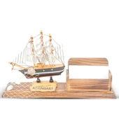 El Yapımı Ahşap Yelkenli Kartvizitlik / Kartlık 25CM thumbnail 1