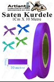 Kurdele Saten 1 Cm 10 Metre 1 Adet Saten Kurdela Parlak Hediye ve Süsleme Şeridi Süs Paketleme Çiçek Saç El Sanatı - 9
