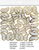 KELEBEK DEKORATİF SÜS VARAKLI BEYAZ 63 ADET thumbnail 3