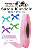 Kurdele Saten 1 Cm 10 Metre 1 Adet Saten Kurdela Parlak Hediye ve Süsleme Şeridi Süs Paketleme Çiçek Saç El Sanatı - 2