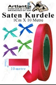 Kurdele Saten 1 Cm 10 Metre 1 Adet Saten Kurdela Parlak Hediye ve Süsleme Şeridi Süs Paketleme Çiçek Saç El Sanatı - 8
