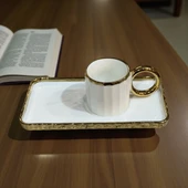 Buenos porselen sedef yaldızlı sunumluklu kahve fincan takımı seti 6 kişilik thumbnail 4