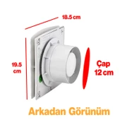 Süper Sessiz 12 W Kapaklı Düz Banyo WC Aspiratör Fanı 120 mm Duvar Tipi Tuvalet Hava Havalandırma thumbnail 4
