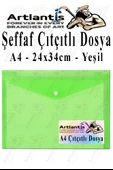 A4 Çıtçıtlı Dosya Şeffaf Renkli Zarf Dosya 1 Adet Çıt Çıtlı Dosya Su Geçirmez 100 Yaprak Kapasite - 5