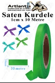Kurdele Saten 1 Cm 10 Metre 1 Adet Saten Kurdela Parlak Hediye ve Süsleme Şeridi Süs Paketleme Çiçek Saç El Sanatı - 12