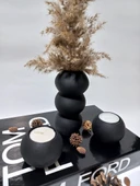 BALON VAZO İKİLİ MUMLUK SET SİYAH DEKOR thumbnail 2