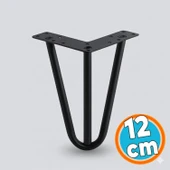 (4 Adet) Mobilya Ayağı Üçgen Modern Tasarım Koltuk Sehpa Masa TV Ünitesi Uyumlu 12 cm Siyah Metal thumbnail 7