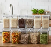 Geseus Dikdörtgen Hava Geçirmez Erzak Saklama Kabı 12 Adet 2100 ML thumbnail 1