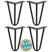 Mobilya Ayağı Üçgen Modern Tasarım Koltuk Sehpa Masa TV Ünitesi Uyumlu 15 cm Siyah Metal 4 Adet thumbnail 1