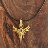 Anka Kuşu Yeşil Taşlı Gold Çelik Kadın Kolye thumbnail 3