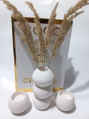 BALON VAZO İKİLİ MUMLUK SET BEYAZ DEKOR thumbnail 3