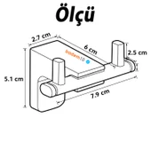 Siyah İkili Askılık Vidalı Paslanmaz Metal Duvar Askısı Banyo Mutfak Tuvalet İçin Modern Şık Tasarım thumbnail 3