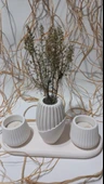 İSKANDİNAV VAZOLU TABAKLI TEALİGHT MUMLUK SET BEYAZ DEKOR thumbnail 2