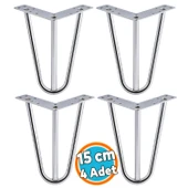 4 Adet Mobilya Ayağı Üçgen Modern Tasarım Koltuk Sehpa Masa TV Ünitesi Uyumlu 15 cm Gümüş Krom Metal thumbnail 1