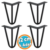 (4 Adet) Mobilya Ayağı Üçgen Modern Tasarım Koltuk Sehpa Masa TV Ünitesi Uyumlu 12 cm Siyah Metal thumbnail 1
