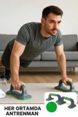 Kaymaz Tabanlı Push-Up Standı – Ev ve Salon Kullanımına Uygun Güçlü Destek Aparatı Yeşil thumbnail 4