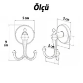 Dolce Krom Gümüş İkili Askılık Vidalı Paslanmaz Metal Duvar Askısı Banyo Wc Mutfak İçin Dayanıklı thumbnail 3