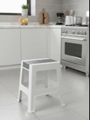 Çelik Ayna Zilkale Büyük Boy Çok Amaçlı Dayanıklı Tabure Beyaz+Gri-252 thumbnail 4