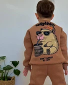 Cg Kids Capybara Erkek Çocuk 3 iplik Şardon Kumaş Alt Üst Takım Süper Kalite Sırt Baskı Detaylı - 2