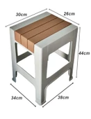 Çelik Ayna Zilkale Büyük Boy Çok Amaçlı Dayanıklı Tabure Beyaz+Kahve-252 thumbnail 2