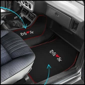 Tofaş Şahin Doğan Kartal Siyah Vites Orta Konsol Yan Kaplama Halısı & Oto Halı Paspas Seti - Nakışlı thumbnail 1