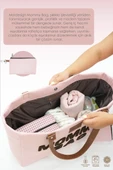 Panama Bag,Anne Bebek Bakım Çantası,Mommy Bag,Cüzdan Hediyeli, XL Büyük Boy, Essential Edit Serisi, Pudra - 7