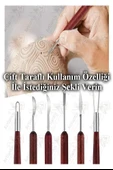 Seramik Kil Çömlek Şekillendirici Ahşap Saplı 6 Parça 1 Paket Seramik Modelaj Oyma ve Temizleme Seti Ebeşuar Heykel Hobi Tasarım thumbnail 2