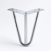 4 Adet Mobilya Ayağı Üçgen Modern Tasarım Koltuk Sehpa Masa TV Ünitesi Uyumlu 12 cm Krom Gümüş Metal thumbnail 6