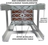 Çelik Ayna Zilkale Büyük Boy Çok Amaçlı Dayanıklı Tabure Beyaz+Kahve-252 thumbnail 6