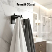 Siyah İkili Askılık Vidalı Paslanmaz Metal Duvar Askısı Banyo Mutfak Tuvalet İçin Modern Şık Tasarım thumbnail 4