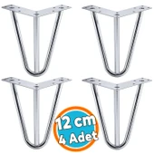 4 Adet Mobilya Ayağı Üçgen Modern Tasarım Koltuk Sehpa Masa TV Ünitesi Uyumlu 12 cm Krom Gümüş Metal thumbnail 1