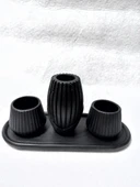 İSKANDİNAV VAZOLU TABAKLI TEALİGHT MUMLUK SET SİYAH DEKOR thumbnail 2