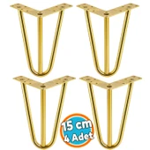 Mobilya Ayak Ayağı Üçgen Modern Tasarım Koltuk Sehpa Masa TV Ünitesi 15 cm Gold Altın Metal 4 Adet thumbnail 1