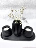 İSKANDİNAV VAZOLU TABAKLI TEALİGHT MUMLUK SET SİYAH DEKOR thumbnail 4