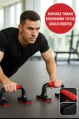 Kaymaz Tabanlı Push-Up Standı – Ev ve Salon Kullanımına Uygun Güçlü Destek Aparatı Kırmızı thumbnail 2