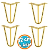 Mobilya Ayağı Üçgen Modern Tasarım Koltuk Sehpa Masa TV Ünitesi Uyumlu 12 cm Gold Altın Metal 4 Adet thumbnail 1