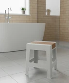 Çelik Ayna Zilkale Büyük Boy Çok Amaçlı Dayanıklı Tabure Beyaz+Kahve-252 thumbnail 3