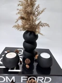 BALON VAZO İKİLİ MUMLUK SET SİYAH DEKOR thumbnail 1