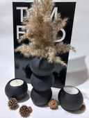 BALON VAZO İKİLİ MUMLUK SET SİYAH DEKOR thumbnail 4