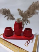 İSKANDİNAV VAZOLU TABAKLI TEALİGHT MUMLUK SET RANDOM DEKOR thumbnail 4