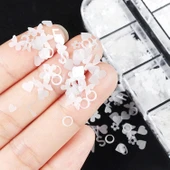 Parlak Beyaz Tırnak Süsleme Folyo Pulları Karışık Dizayn Kelebek Kalp Harfler Yıldızlar Nail Art thumbnail 3