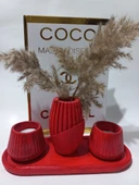 İSKANDİNAV VAZOLU TABAKLI TEALİGHT MUMLUK SET RANDOM DEKOR thumbnail 1