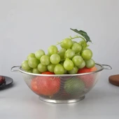 Paslanmaz Çelik Kulplu Tel Çok Amaçlı Makarna Un Meyve Sebze 3'lü Süzgeçi 26 22 20 Cm thumbnail 10