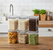 Geseus Dikdörtgen Hava Geçirmez Erzak Saklama Kabı 6 Adet 2100 ML thumbnail 1